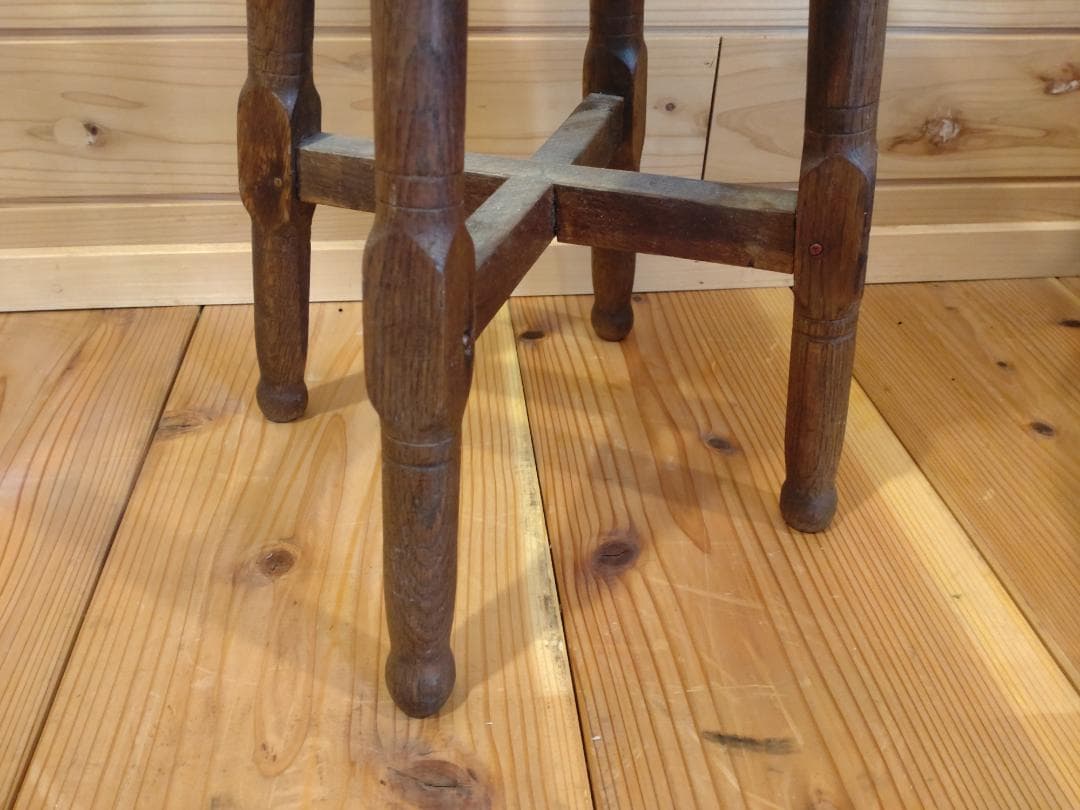 昭和レトロ３点セット　スツール　5段小引出し　ちゃぶ台　無垢材　小道具　民具