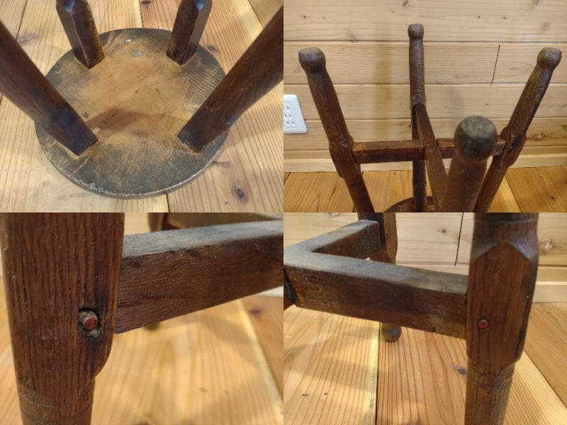 昭和レトロ３点セット　スツール　5段小引出し　ちゃぶ台　無垢材　小道具　民具