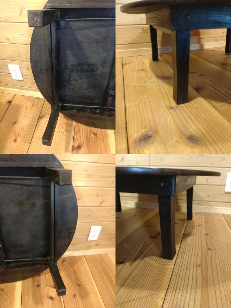 昭和レトロ３点セット　スツール　5段小引出し　ちゃぶ台　無垢材　小道具　民具