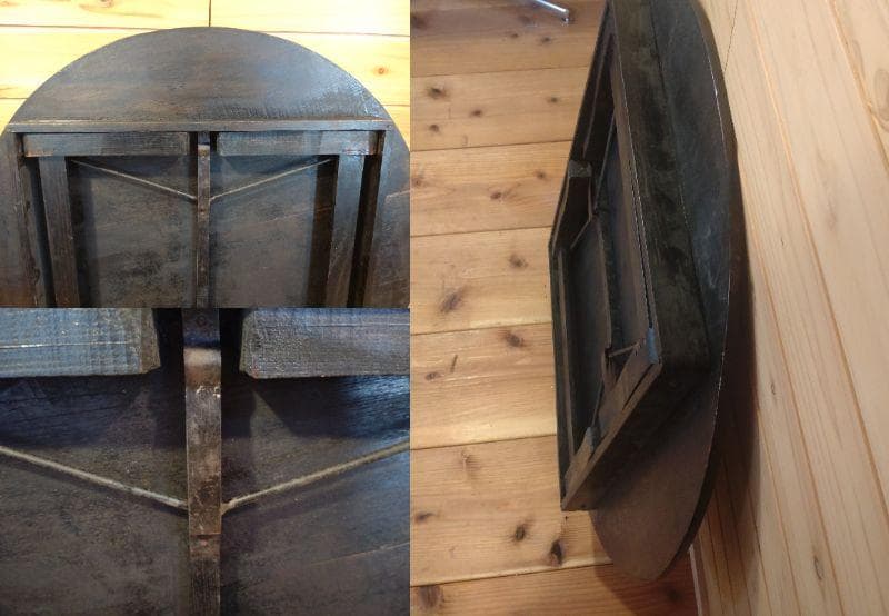 昭和レトロ３点セット　スツール　5段小引出し　ちゃぶ台　無垢材　小道具　民具