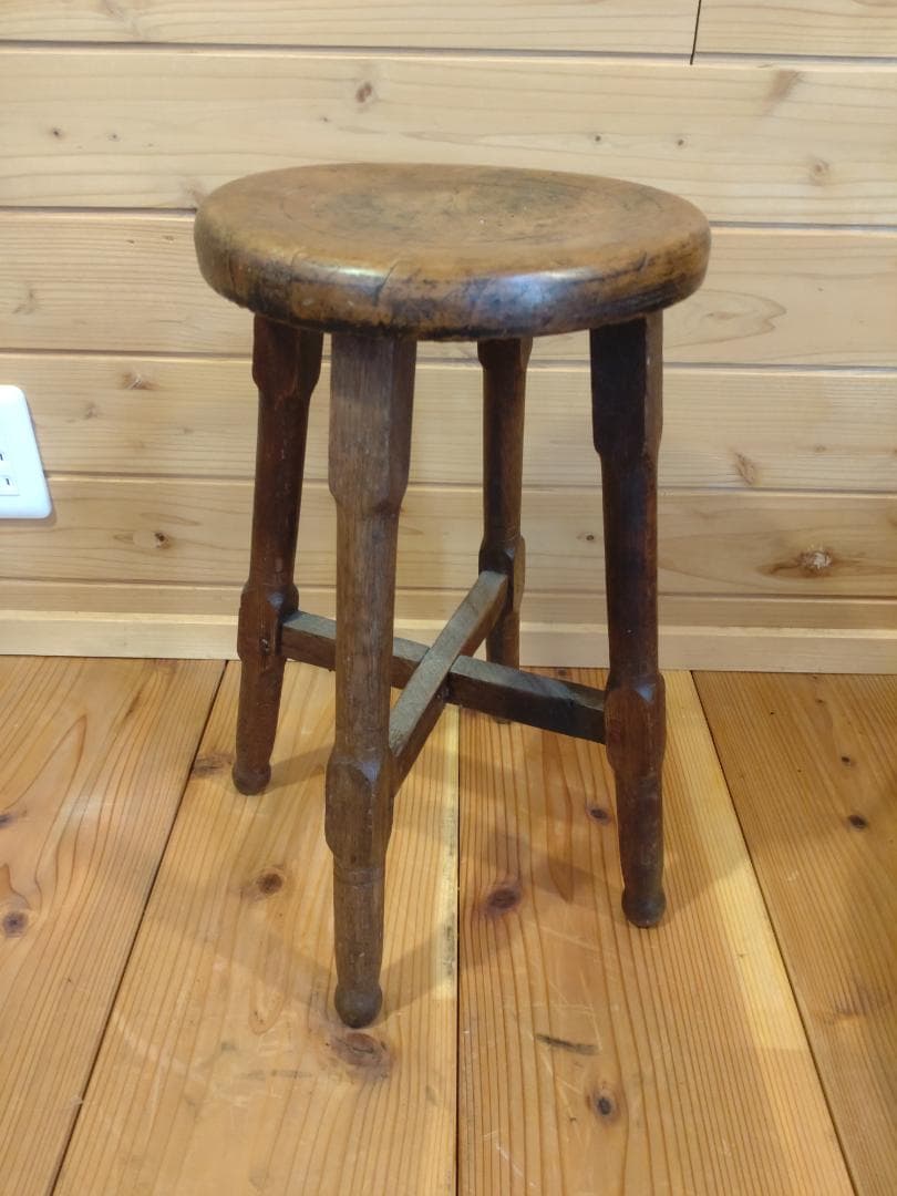 昭和レトロ３点セット　スツール　5段小引出し　ちゃぶ台　無垢材　小道具　民具