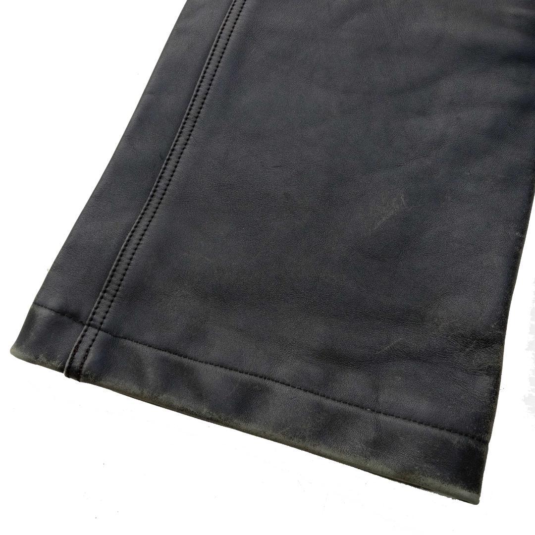 ハーレダビットソン革レザーパンツ ブーツカット革パンW36インチ黒バイク