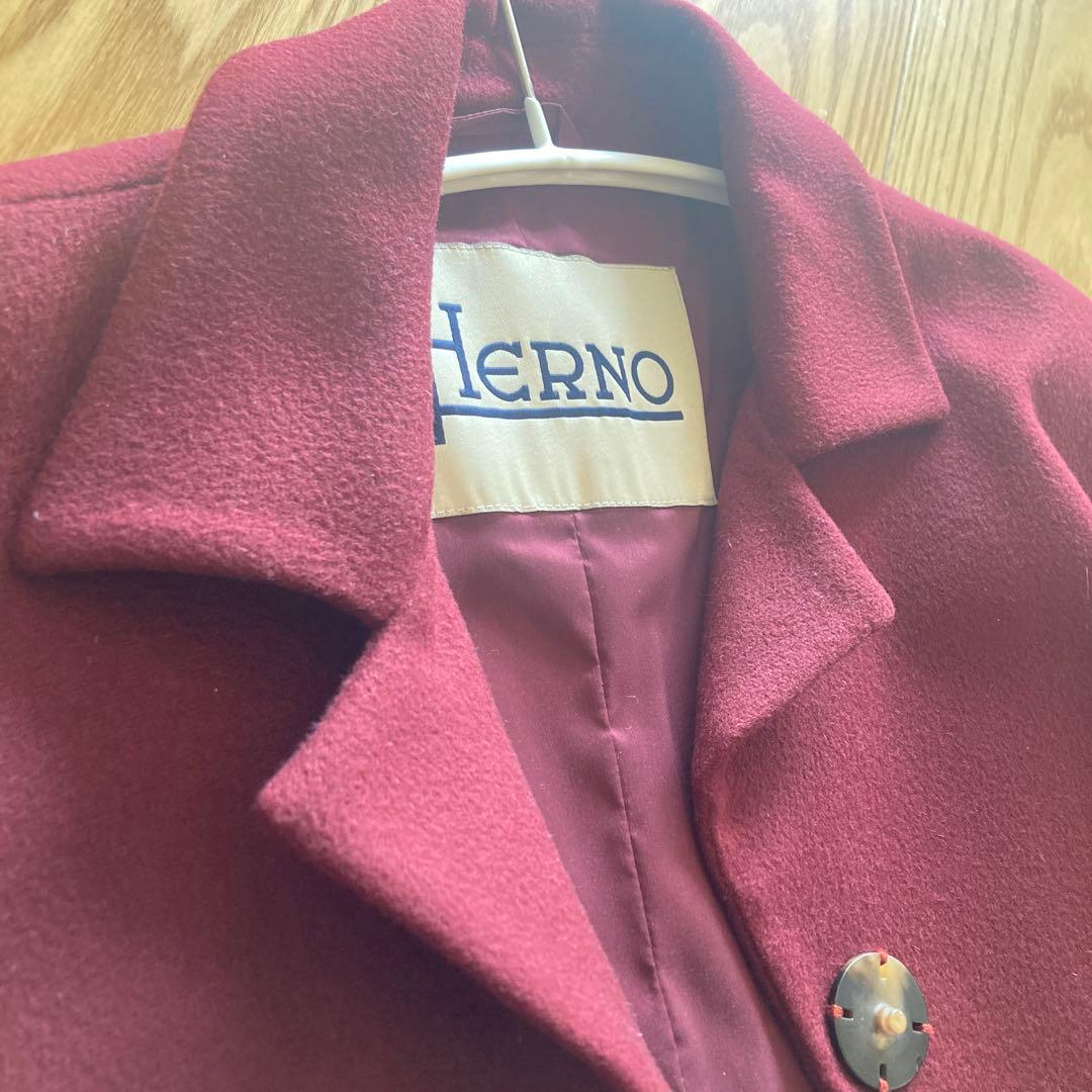 Herno バーガンディ チェスターコート　カシミヤ100