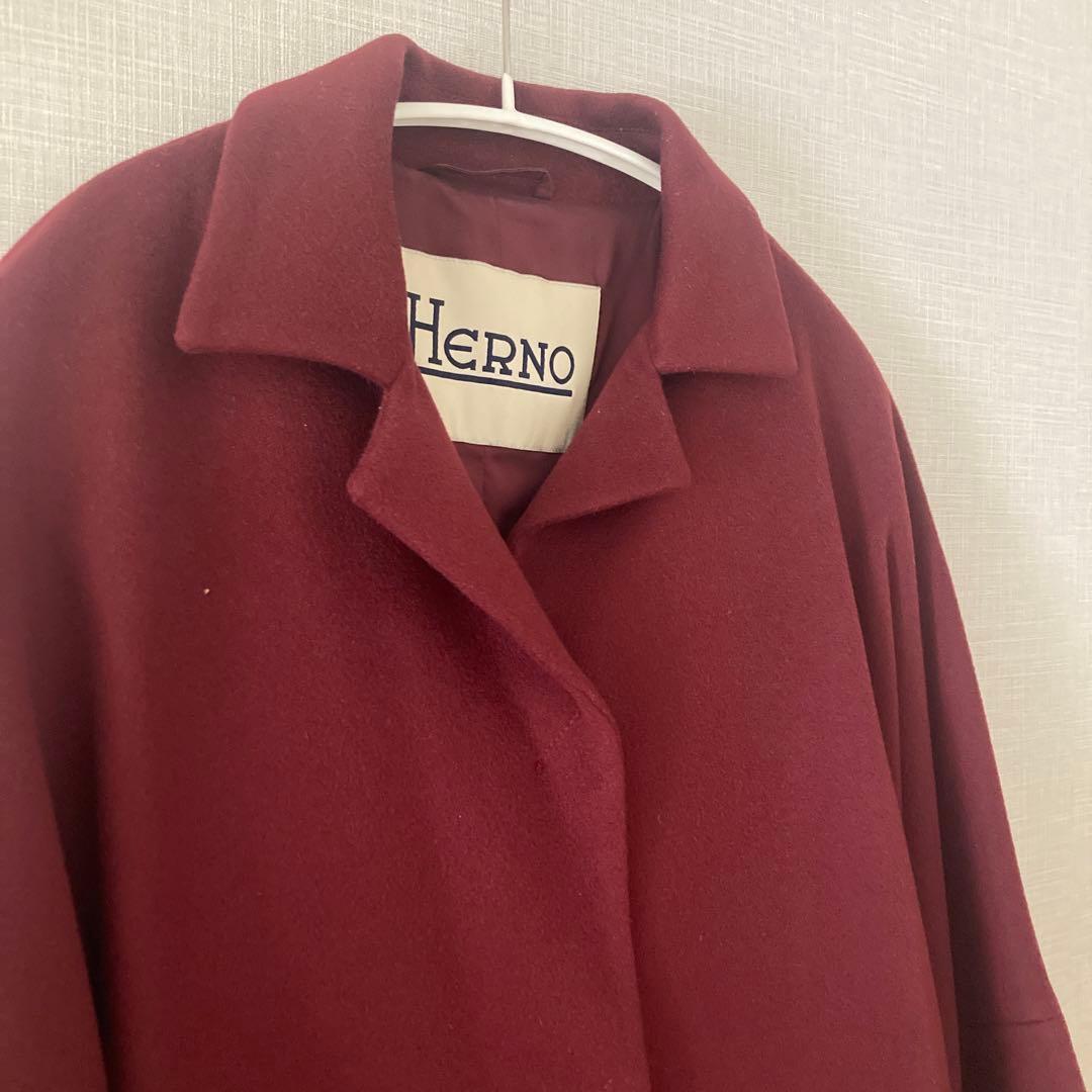 Herno バーガンディ チェスターコート　カシミヤ100