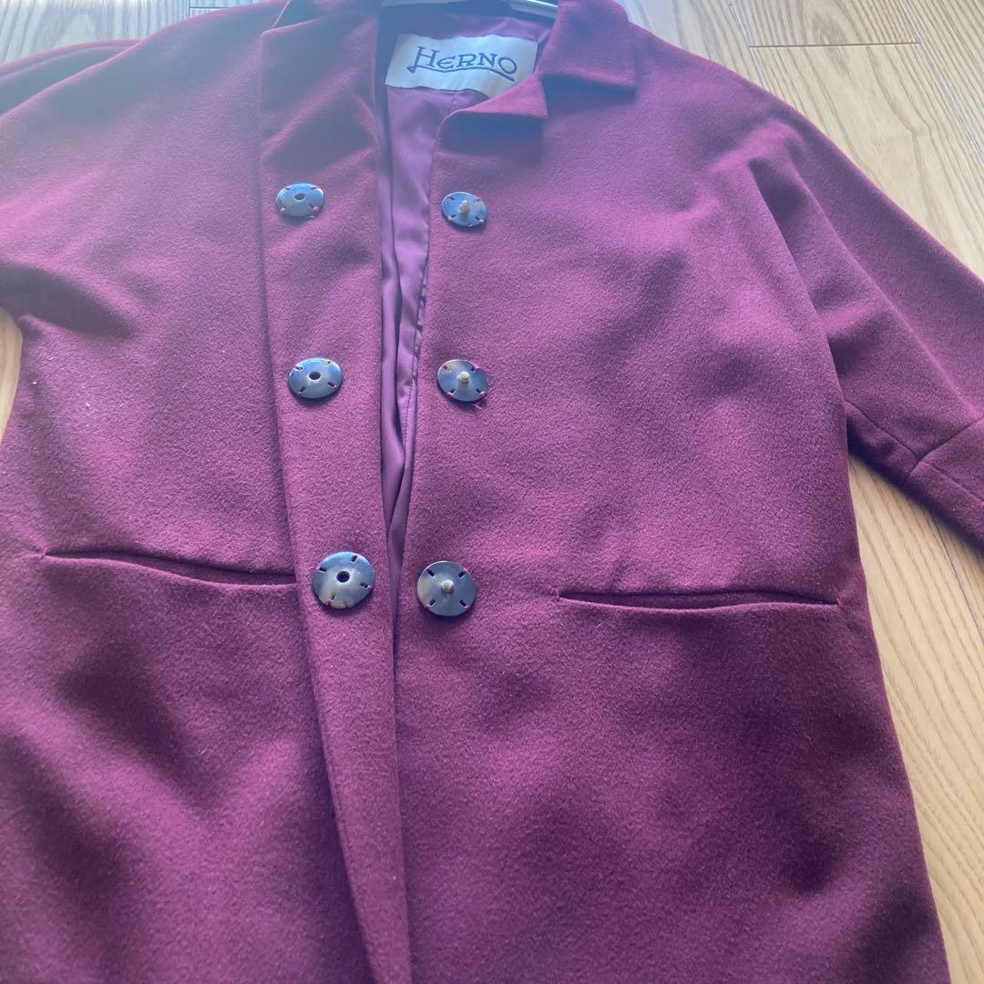 Herno バーガンディ チェスターコート　カシミヤ100