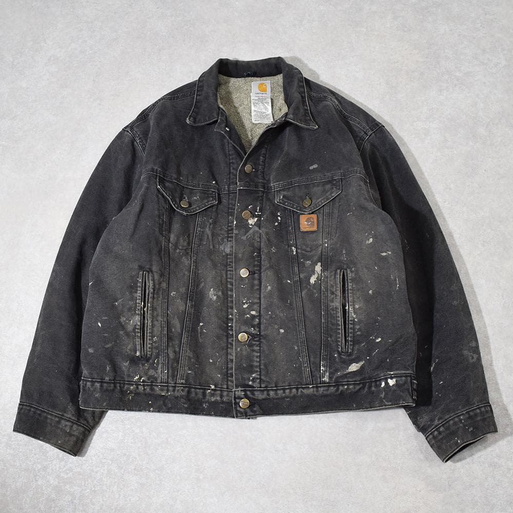 90s carhartt 激渋 ペンキ ダック トラッカージャケット 黒 XL