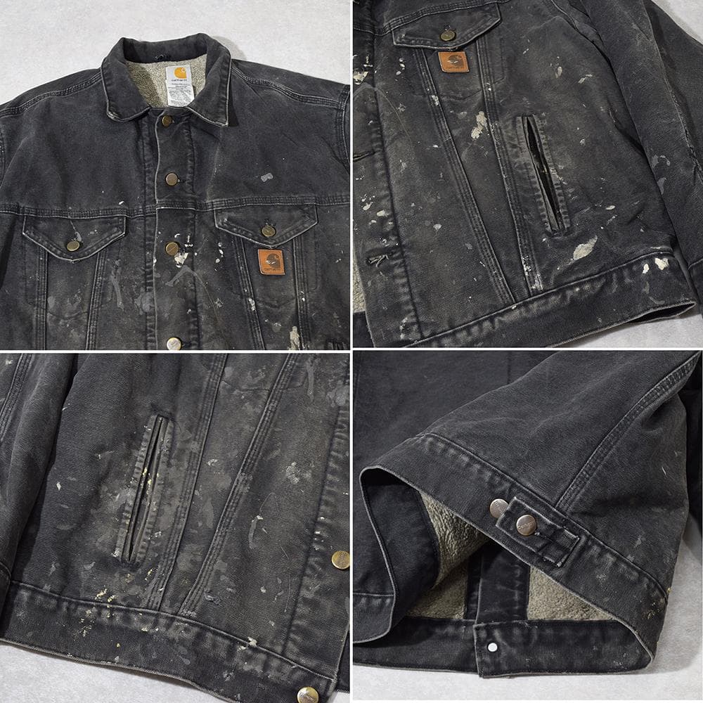 90s carhartt 激渋 ペンキ ダック トラッカージャケット 黒 XL