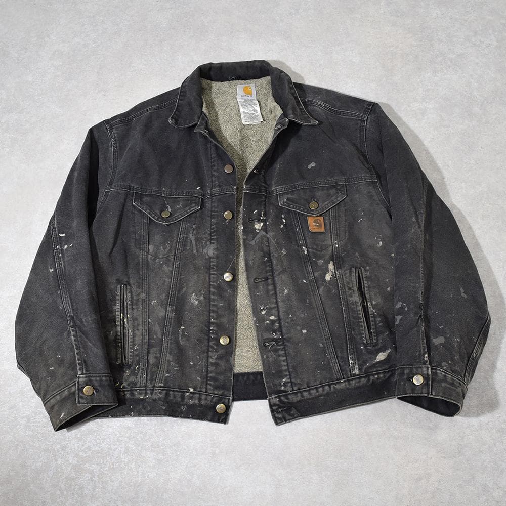 90s carhartt 激渋 ペンキ ダック トラッカージャケット 黒 XL