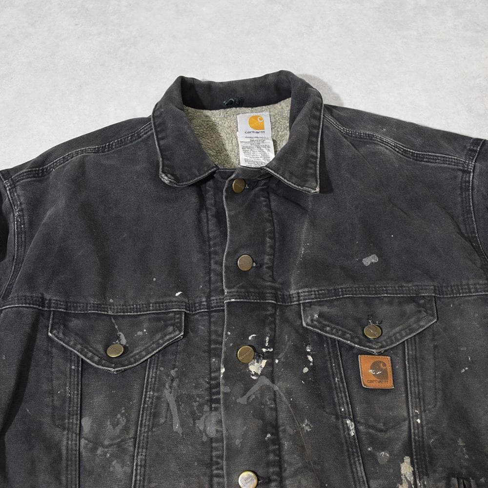 90s carhartt 激渋 ペンキ ダック トラッカージャケット 黒 XL
