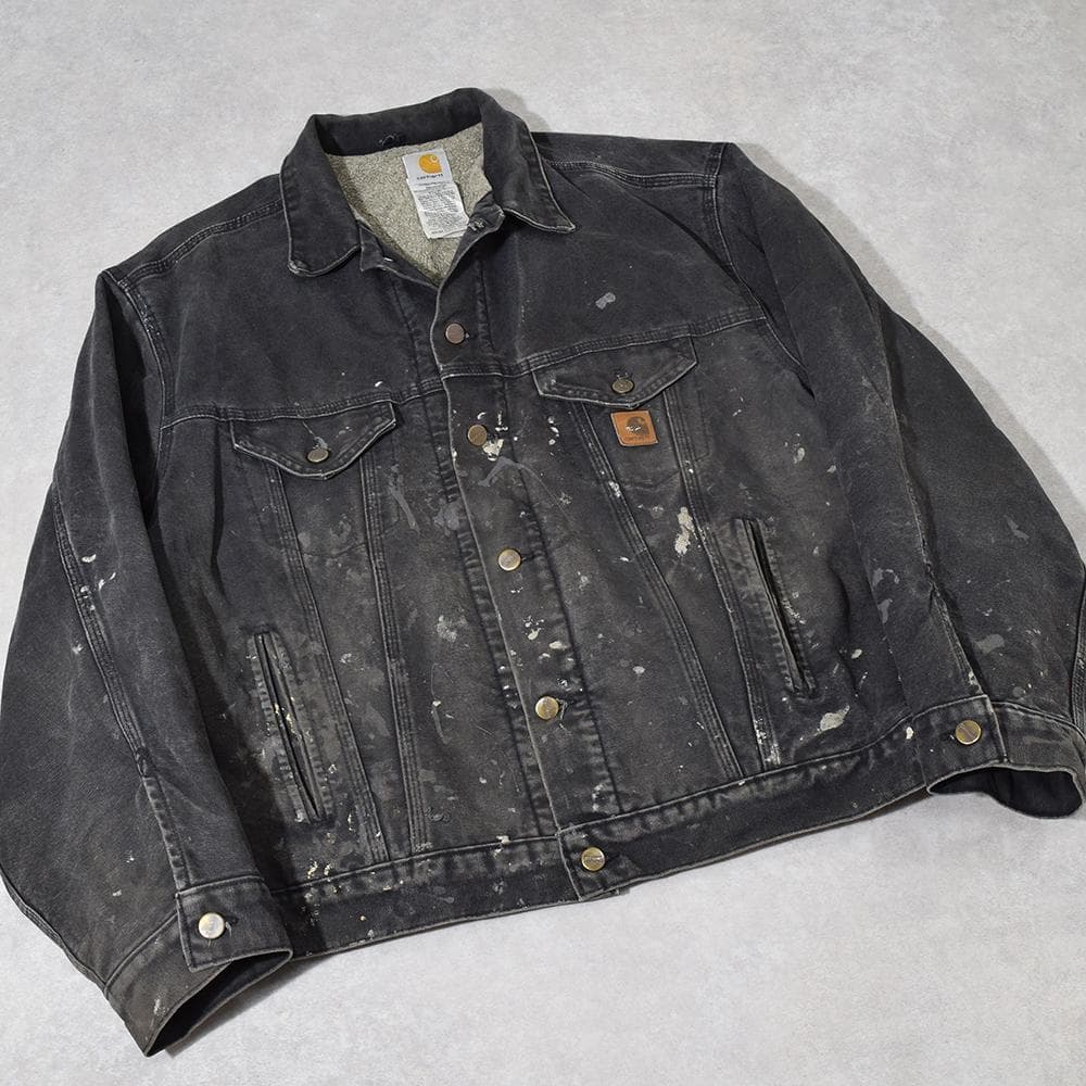 90s carhartt 激渋 ペンキ ダック トラッカージャケット 黒 XL