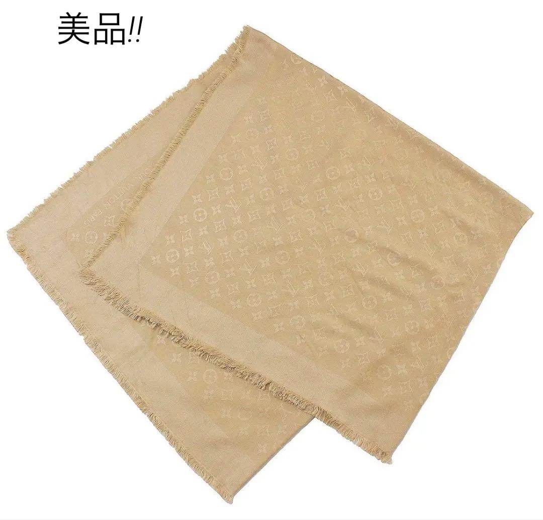 R2761 美品 ルイヴィトン ショール・モノグラム ウール×シルク ストール