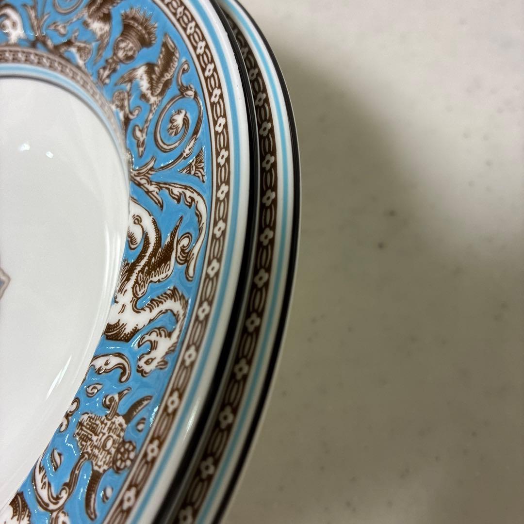 【美品】ウェッジウッド　フロレンティーンターコイズ　スープ皿20.5cm 黒壺