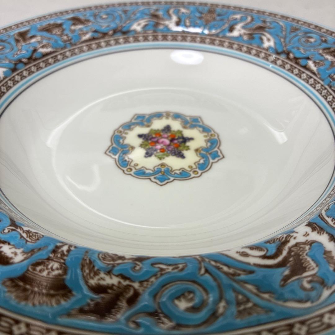 【美品】ウェッジウッド　フロレンティーンターコイズ　スープ皿20.5cm 黒壺