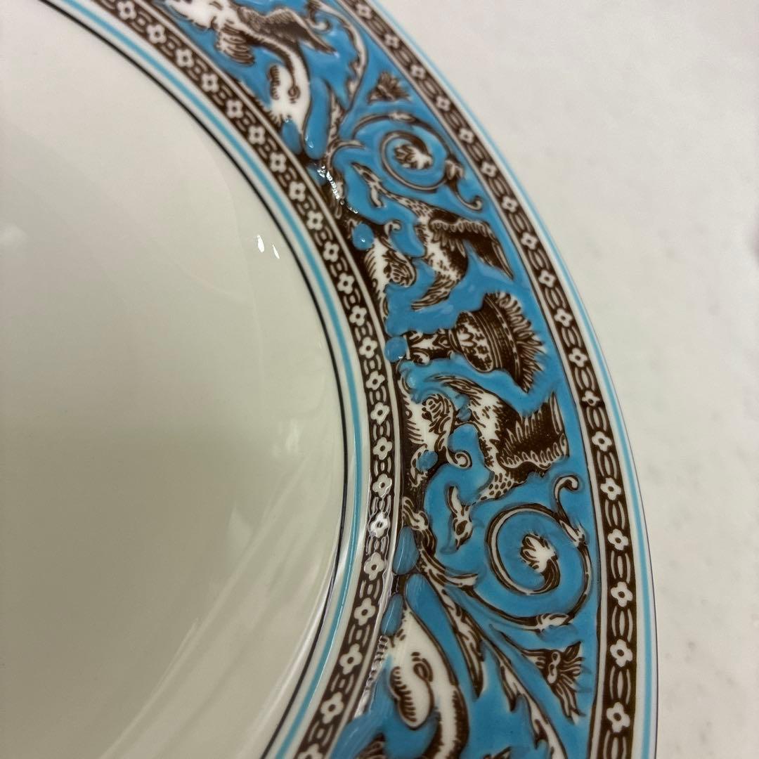 【美品】ウェッジウッド　フロレンティーンターコイズ　スープ皿20.5cm 黒壺