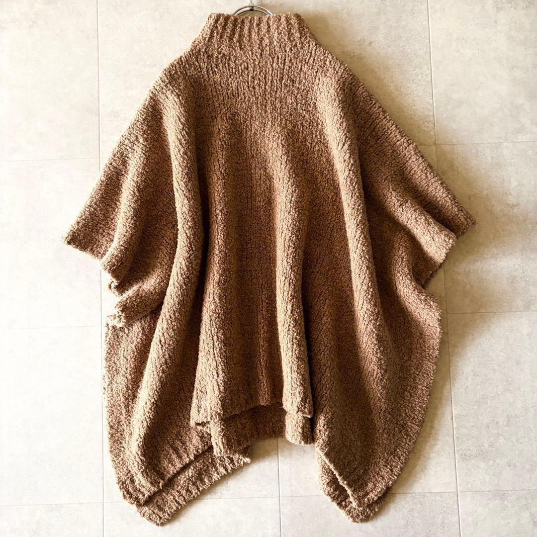 ミナペルホネン モックネックウールポンチョ フリー ブラウン ボトルネック