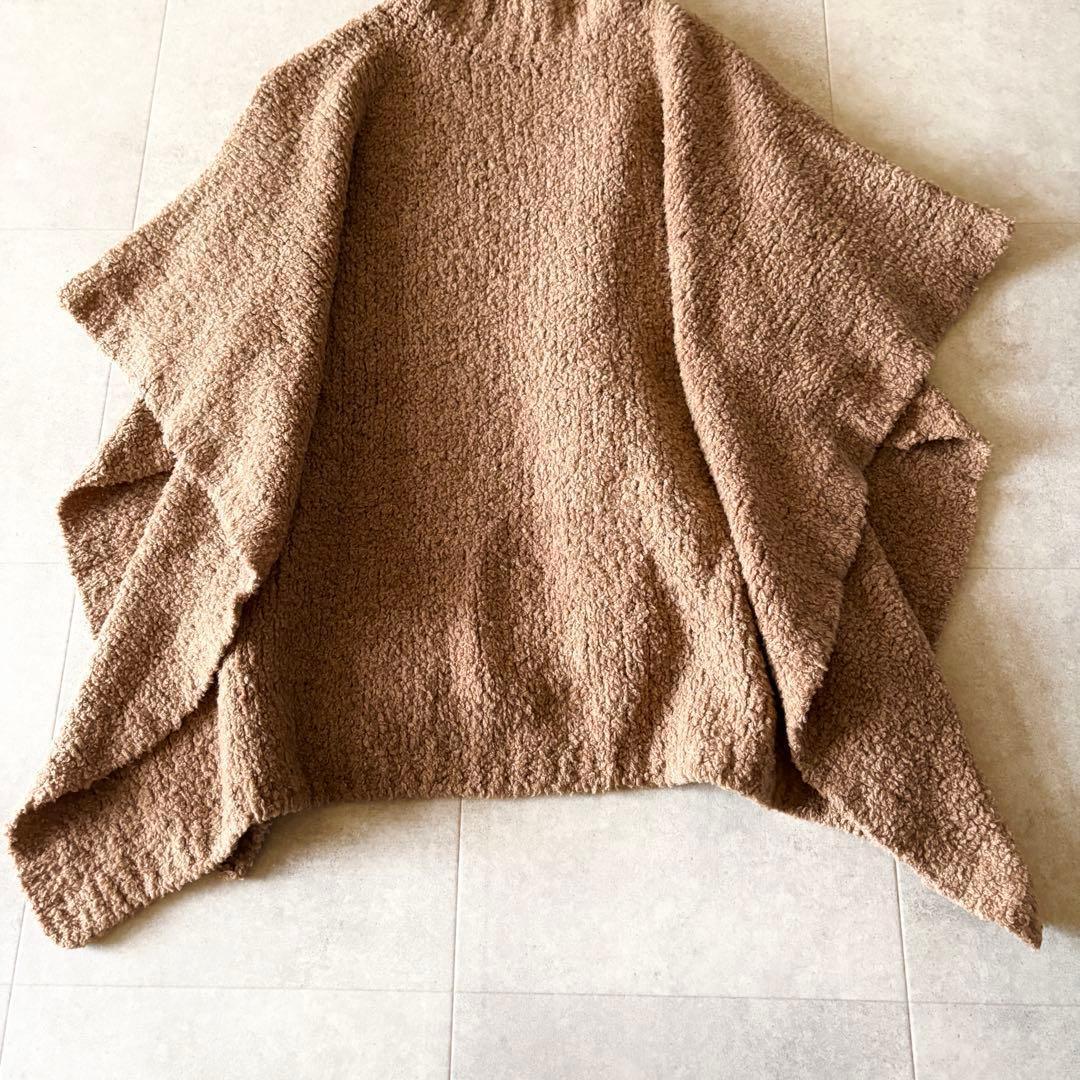 ミナペルホネン モックネックウールポンチョ フリー ブラウン ボトルネック