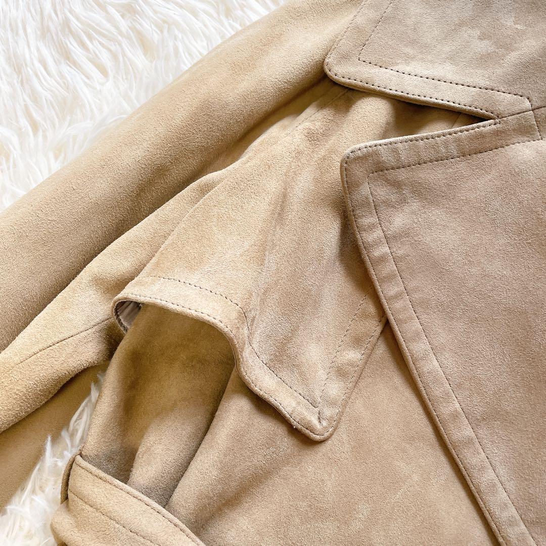 美品✨グレースクラス ラムレザー スウェードロングコート　M ベルト　ベージュ