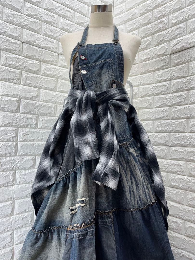 ★あられちゃん様お取り置き　ホルターネックチェックシャツドッキングアレンジ