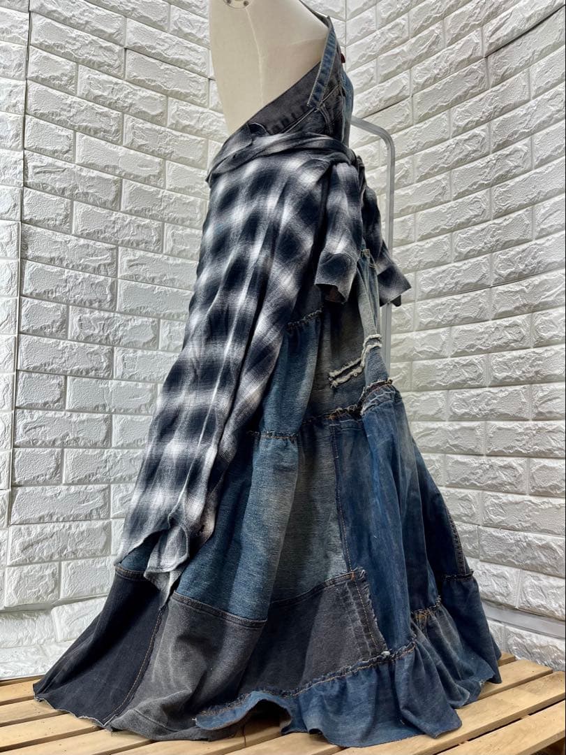 ★あられちゃん様お取り置き　ホルターネックチェックシャツドッキングアレンジ