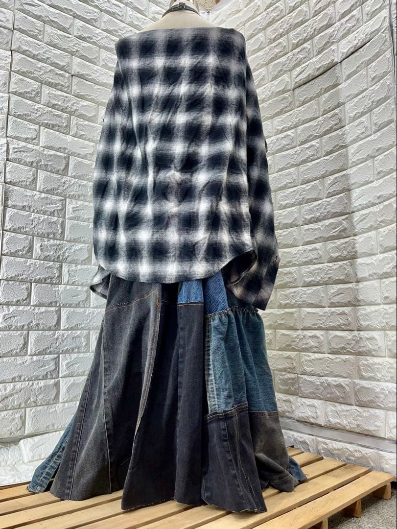 ★あられちゃん様お取り置き　ホルターネックチェックシャツドッキングアレンジ