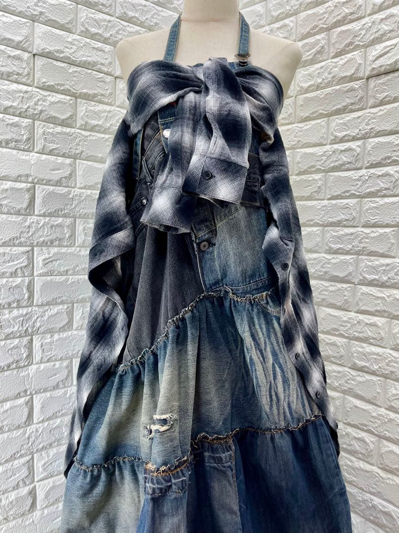 ★あられちゃん様お取り置き　ホルターネックチェックシャツドッキングアレンジ