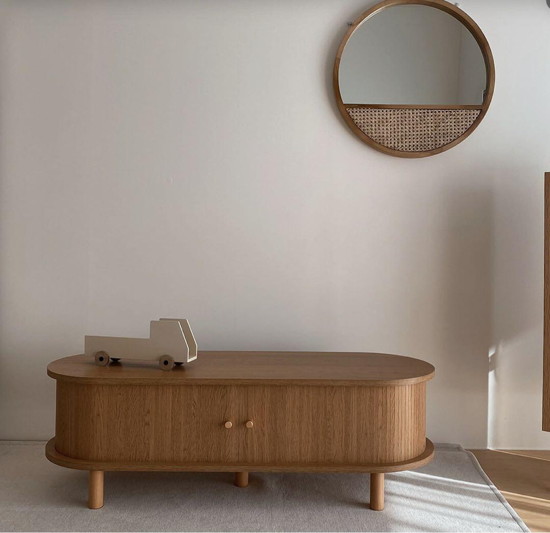 11/30まで最終値下げ！ 蛇腹 オーバル ウッドテレビボード