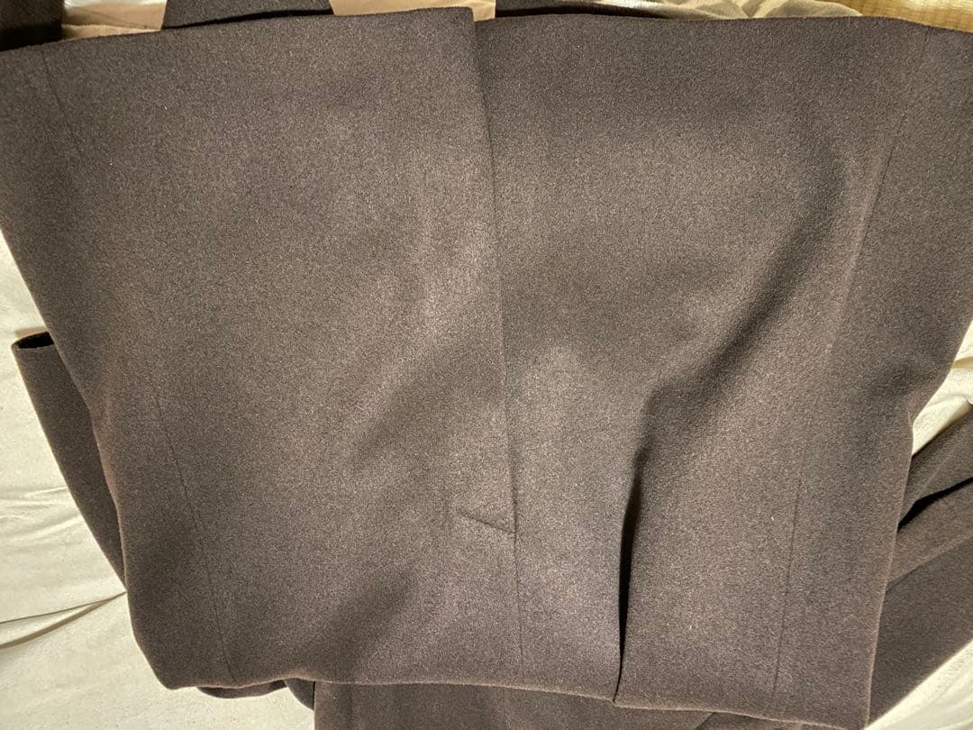 crewre アジャスタブルウールロングコート ダークブラウン1【美品】