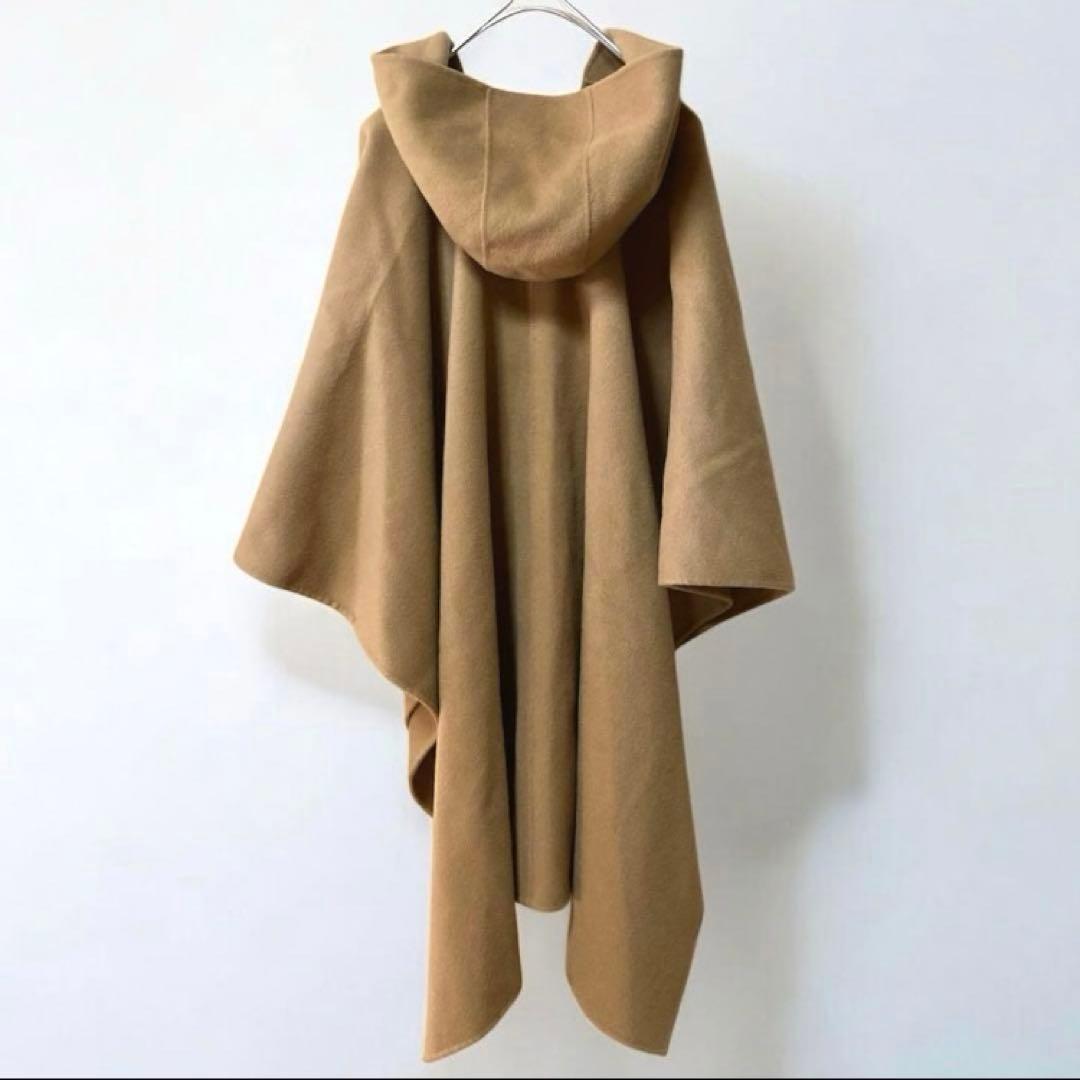 Theoryセオリー ポンチョケープ　ベルト付き　フード　カシミア混キャメル　S