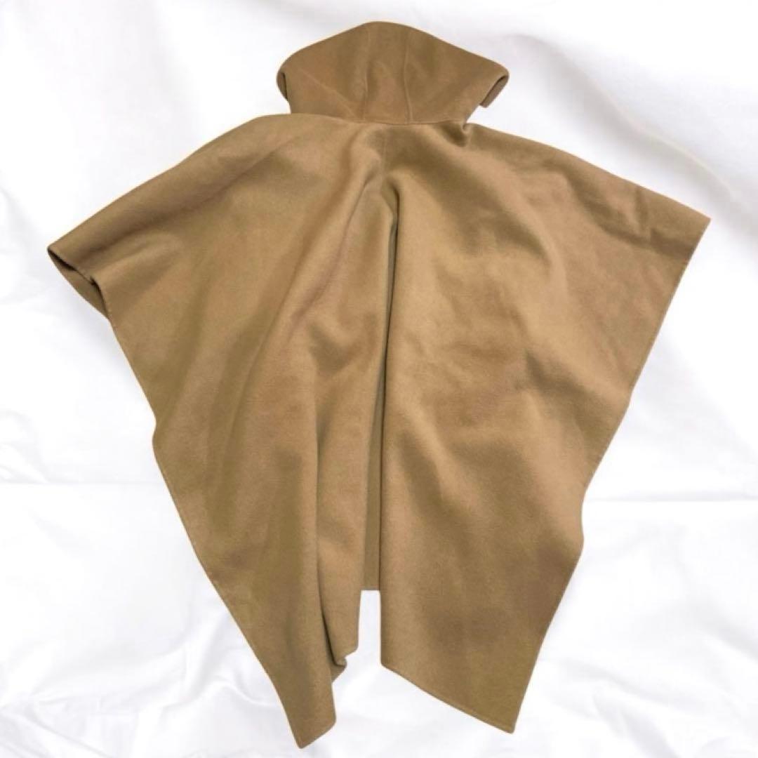 Theoryセオリー ポンチョケープ　ベルト付き　フード　カシミア混キャメル　S