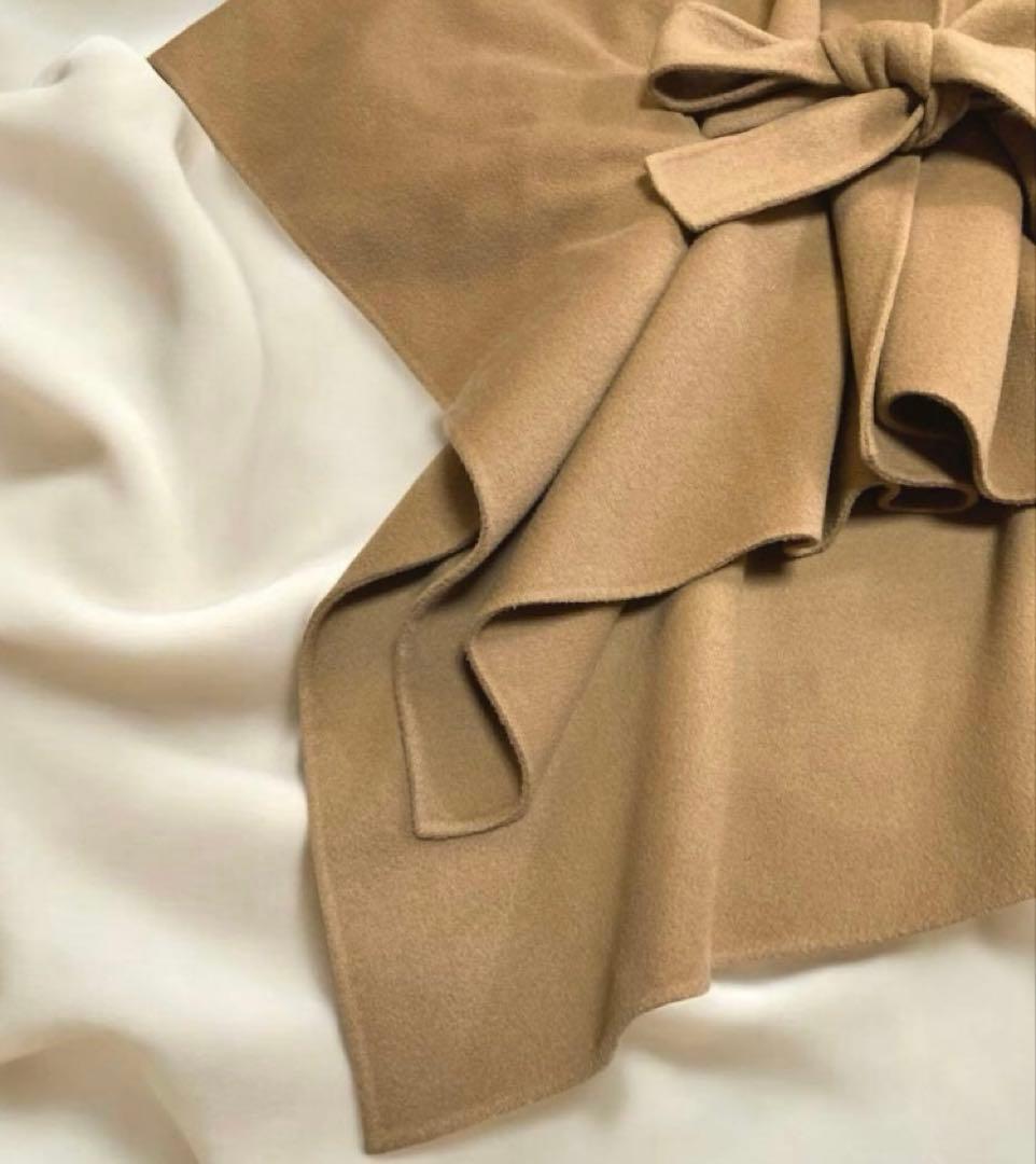 Theoryセオリー ポンチョケープ　ベルト付き　フード　カシミア混キャメル　S