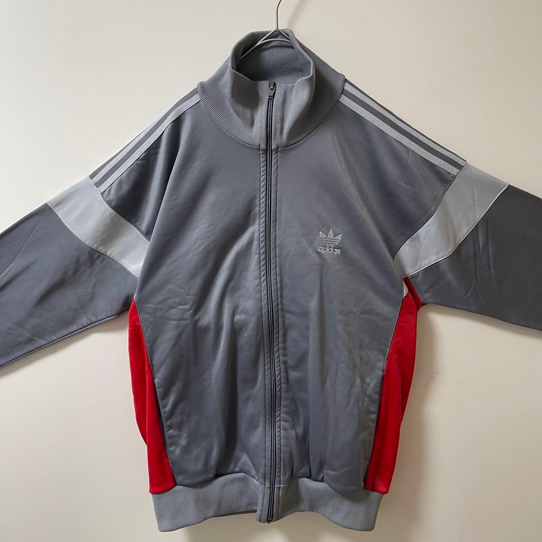 70s激レアBIG】アディダス刺繍トラックジャケット古着ジャージビンテージグレー