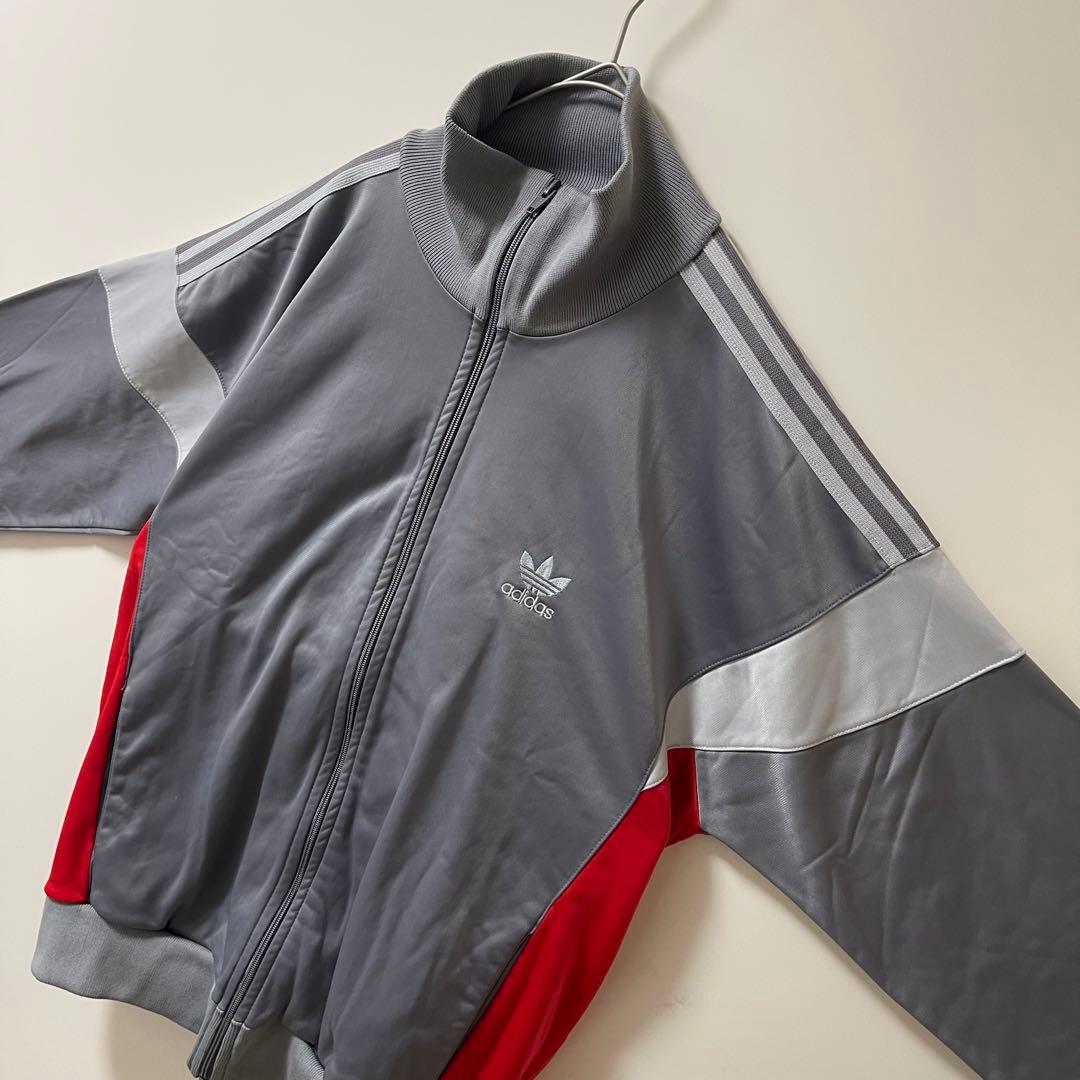 70s激レアBIG】アディダス刺繍トラックジャケット古着ジャージビンテージグレー