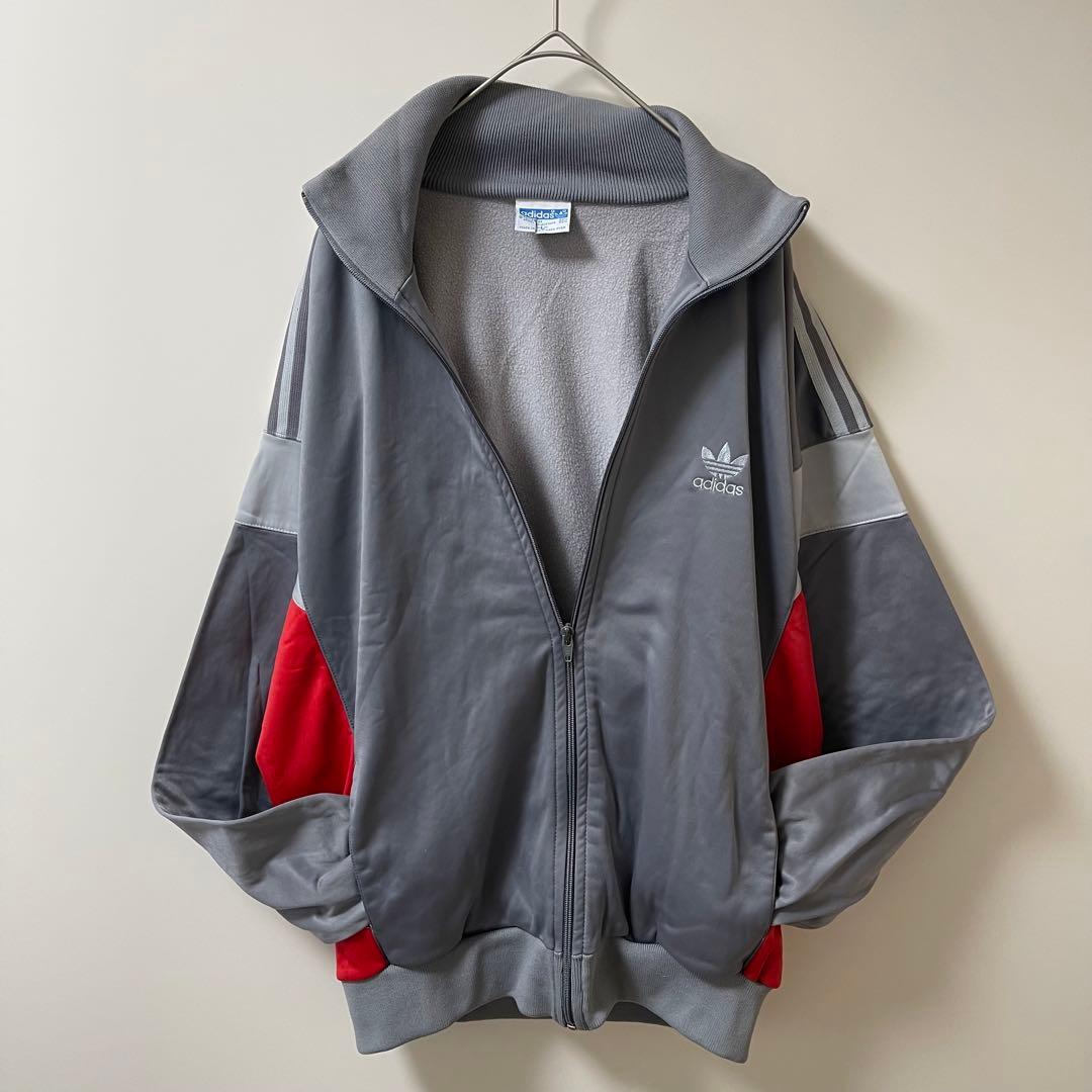 70s激レアBIG】アディダス刺繍トラックジャケット古着ジャージビンテージグレー