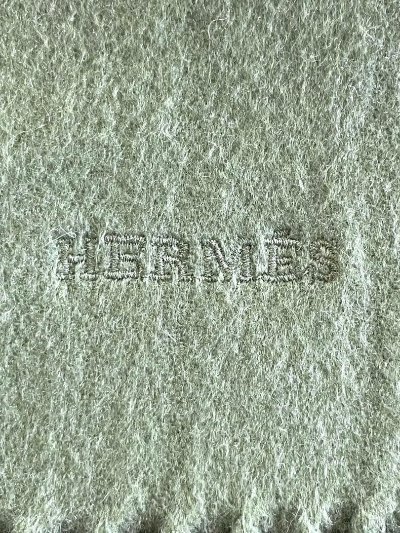 美品 HERMES エルメス マフラー　カシミヤ 100%グリーン男女兼用