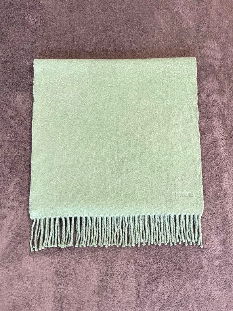 美品 HERMES エルメス マフラー　カシミヤ 100%グリーン男女兼用