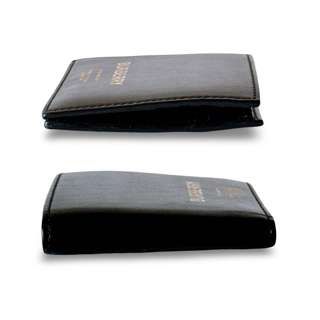 BURBERRY バーバリー 二つ折り財布 スムースレザー ブラックロゴ型押し