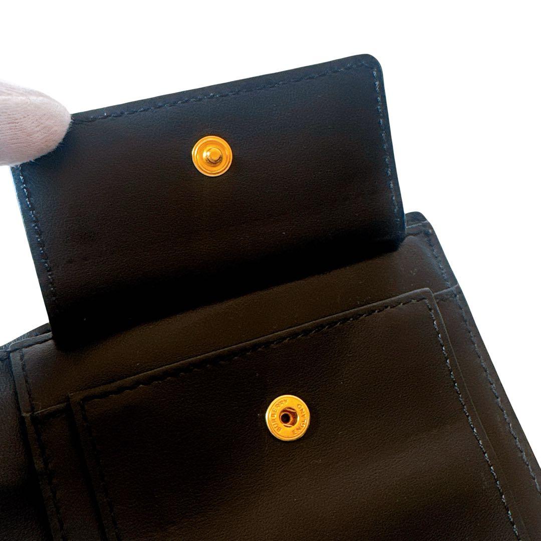 BURBERRY バーバリー 二つ折り財布 スムースレザー ブラックロゴ型押し