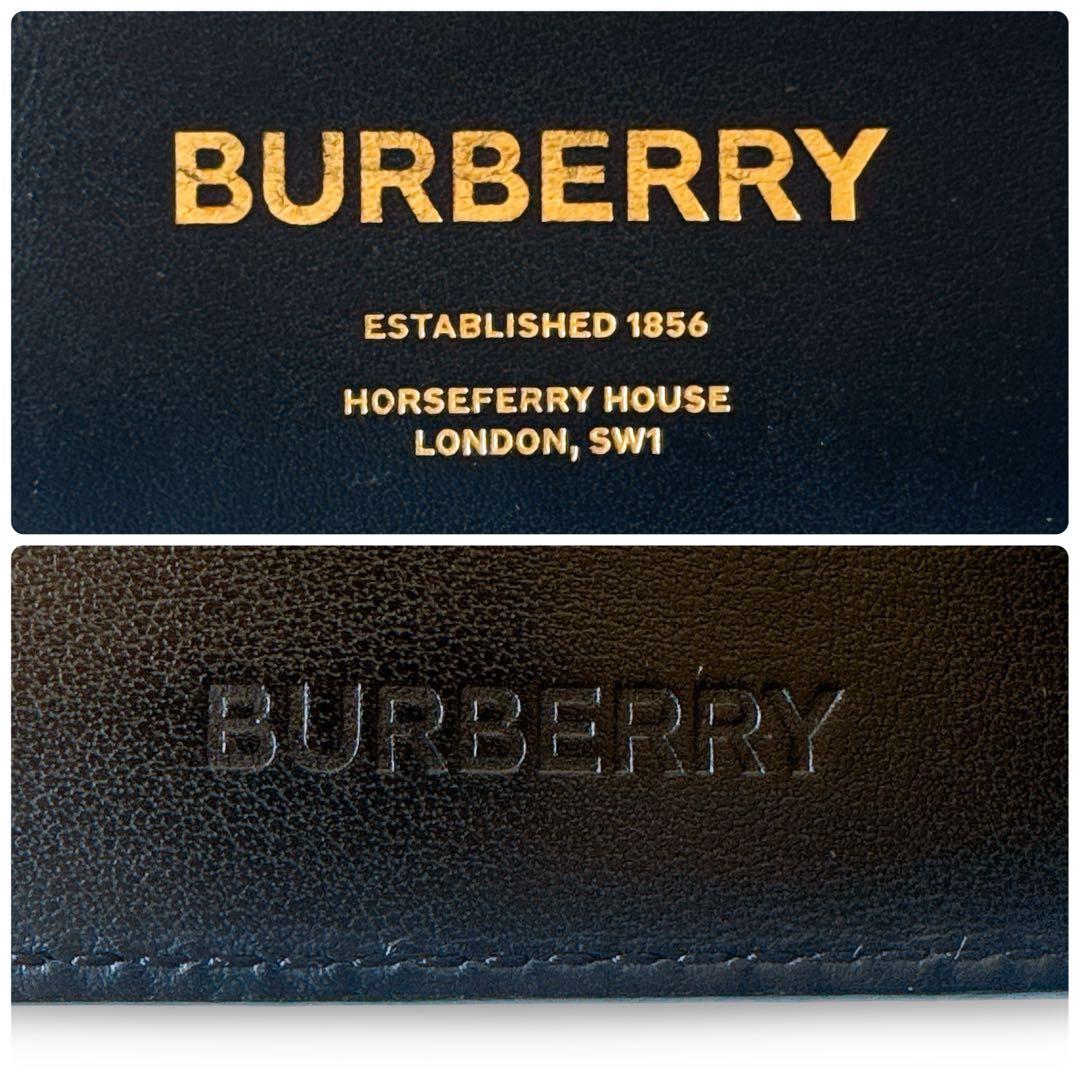 BURBERRY バーバリー 二つ折り財布 スムースレザー ブラックロゴ型押し