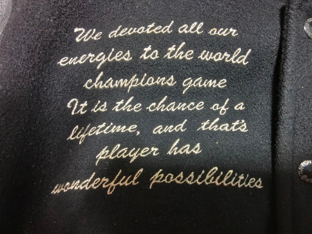 MEN'S BATSU メンズバツ 刺繍&ワッペン 袖革スタジャン　ヴィンテージ