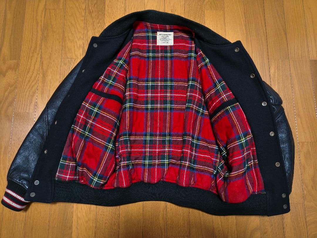 MEN'S BATSU メンズバツ 刺繍&ワッペン 袖革スタジャン　ヴィンテージ