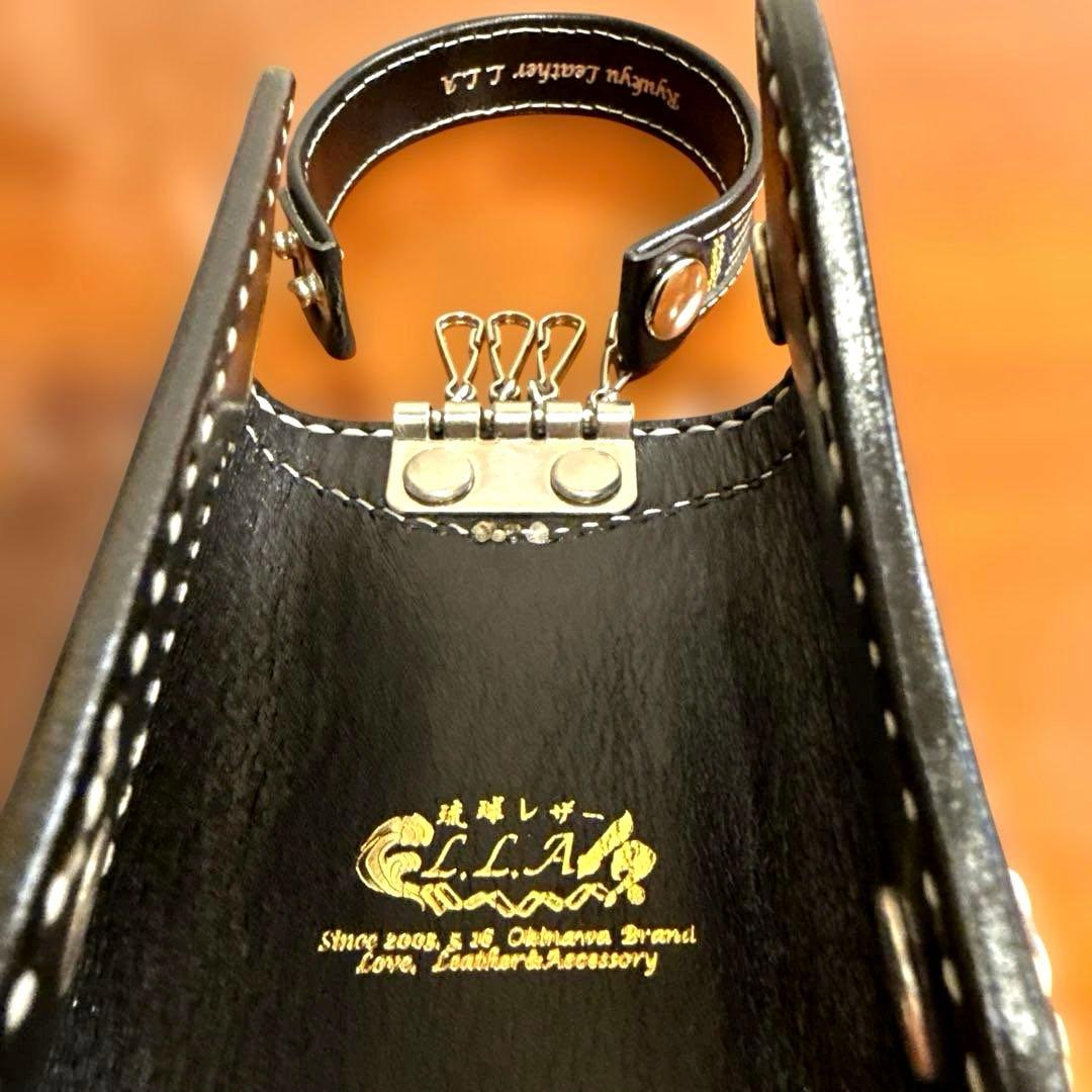 【首里織】琉球レザーL.L.A キーケース＆ブレスレットセット 沖縄伝統工芸新品