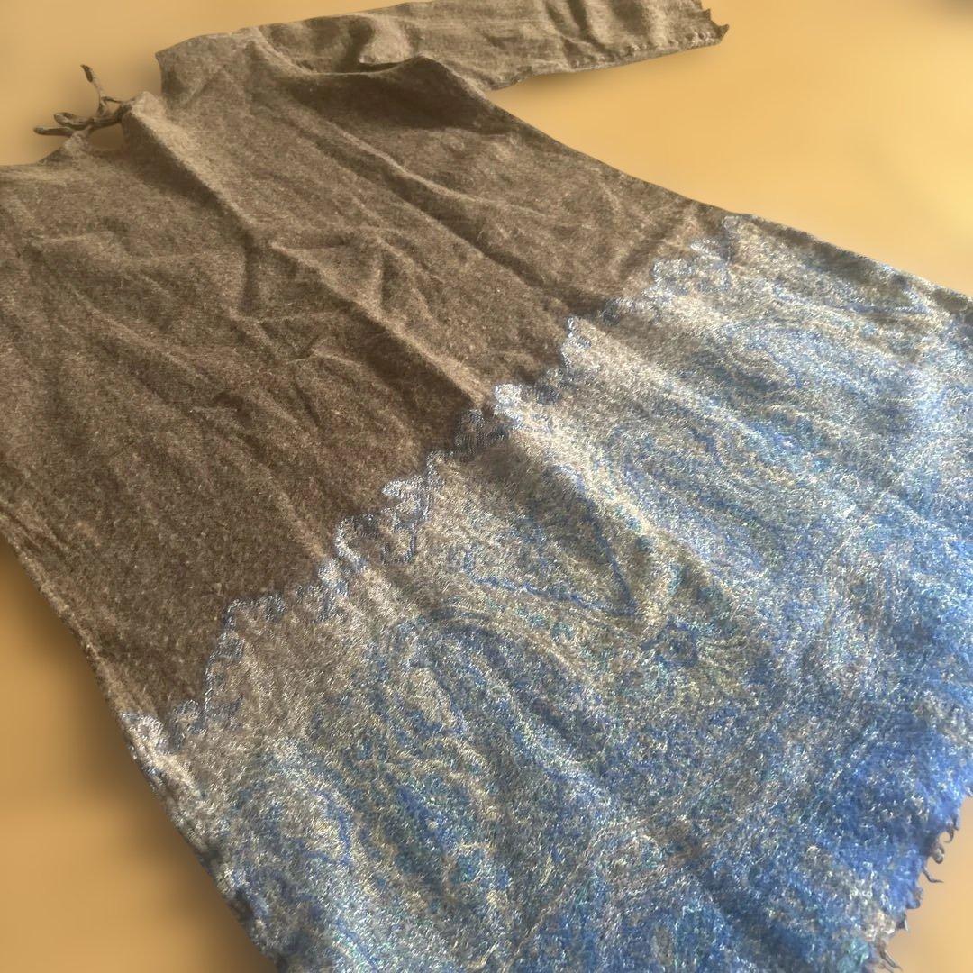 【45R】45rpm 毛麻混 ペイズリー切替チュニック グラデーション 2