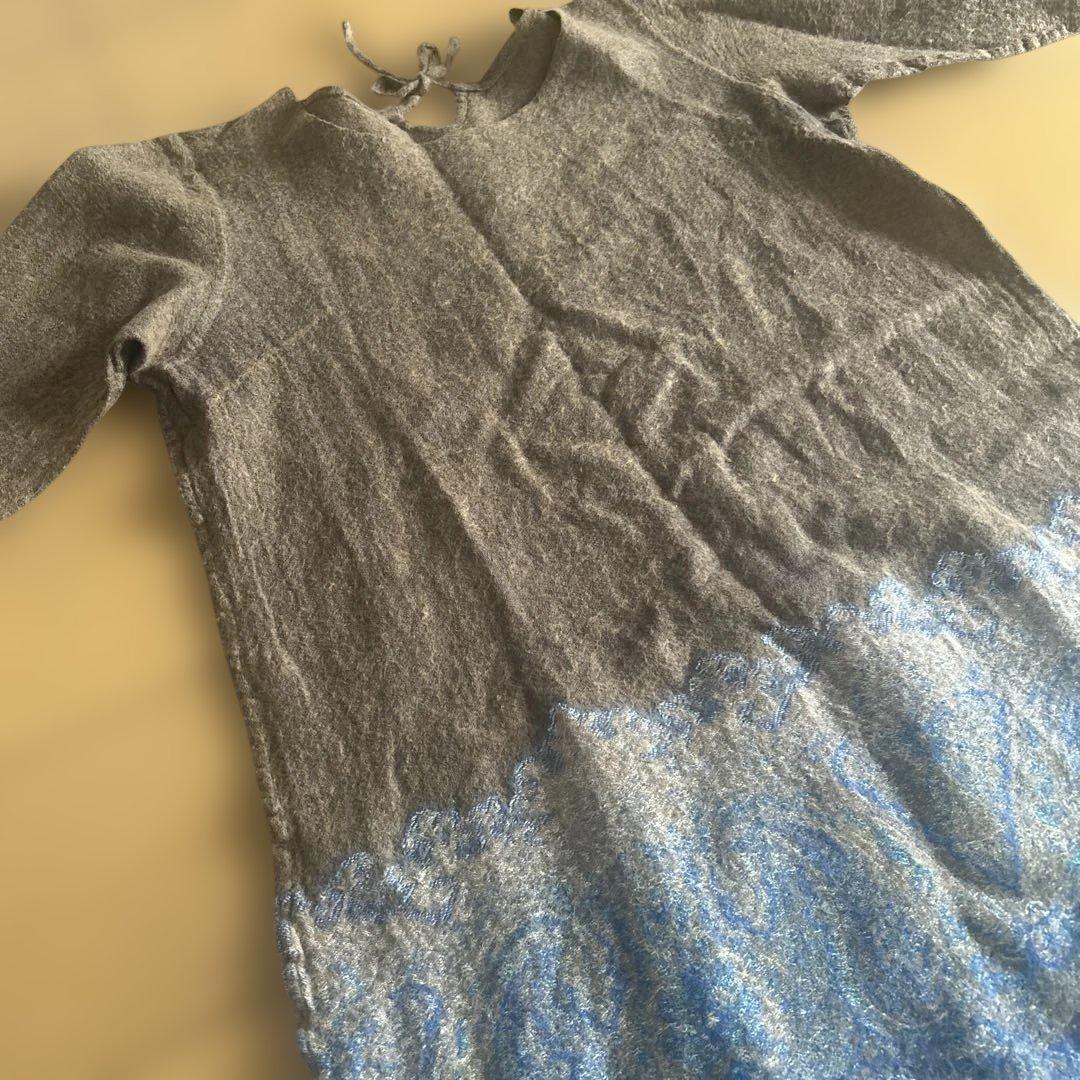 【45R】45rpm 毛麻混 ペイズリー切替チュニック グラデーション 2