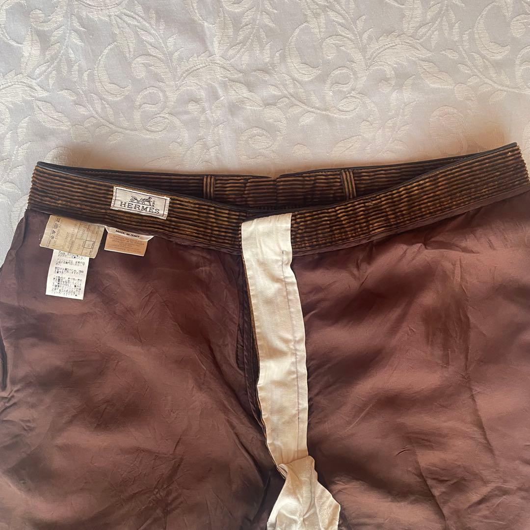 ☆HERMES☆ コーデュロイ パンツ スラックス 太畝 ブラウン LL XL