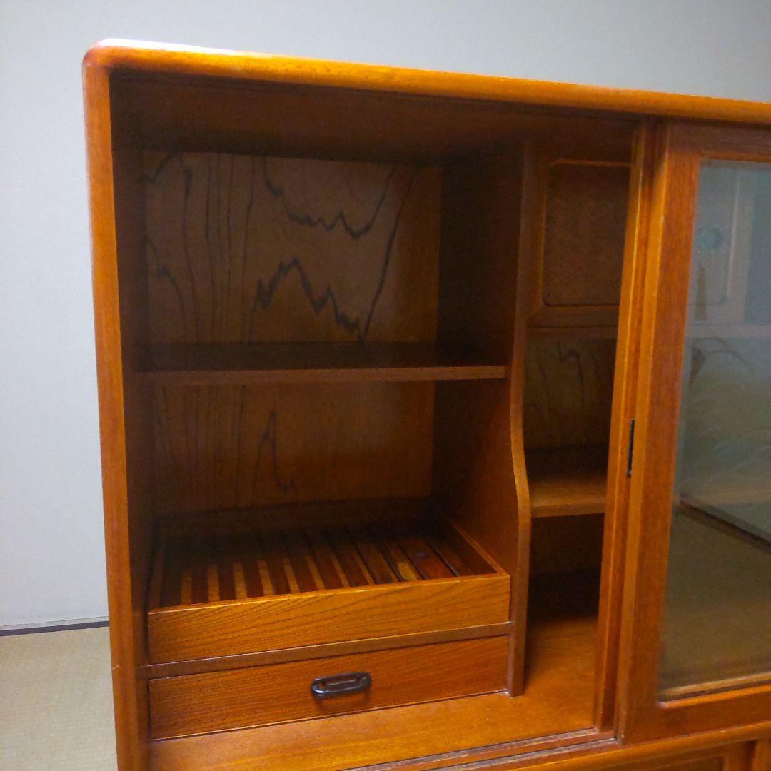 茶箪笥　和風木製ガラス扉収納棚