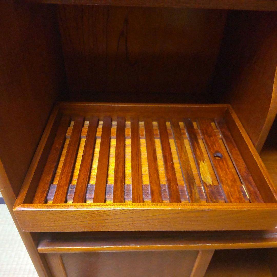 茶箪笥　和風木製ガラス扉収納棚