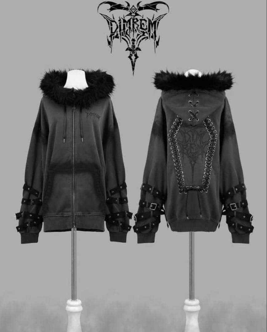 DimMoire REFLEM 超ハトメファーフードパーカー Gray