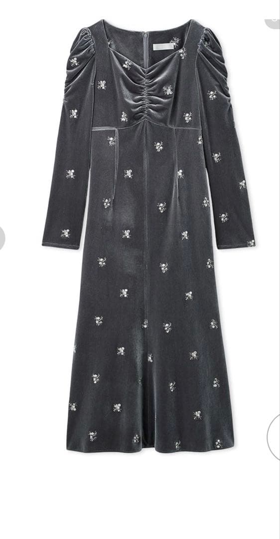 CELFORD 花柄刺繍ベロアワンピース36