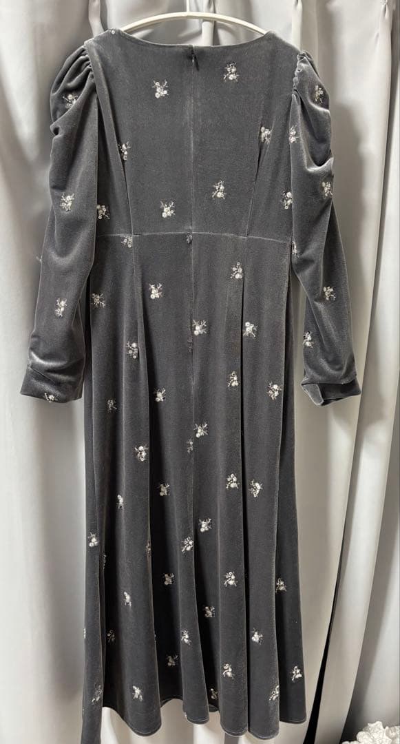 CELFORD 花柄刺繍ベロアワンピース36