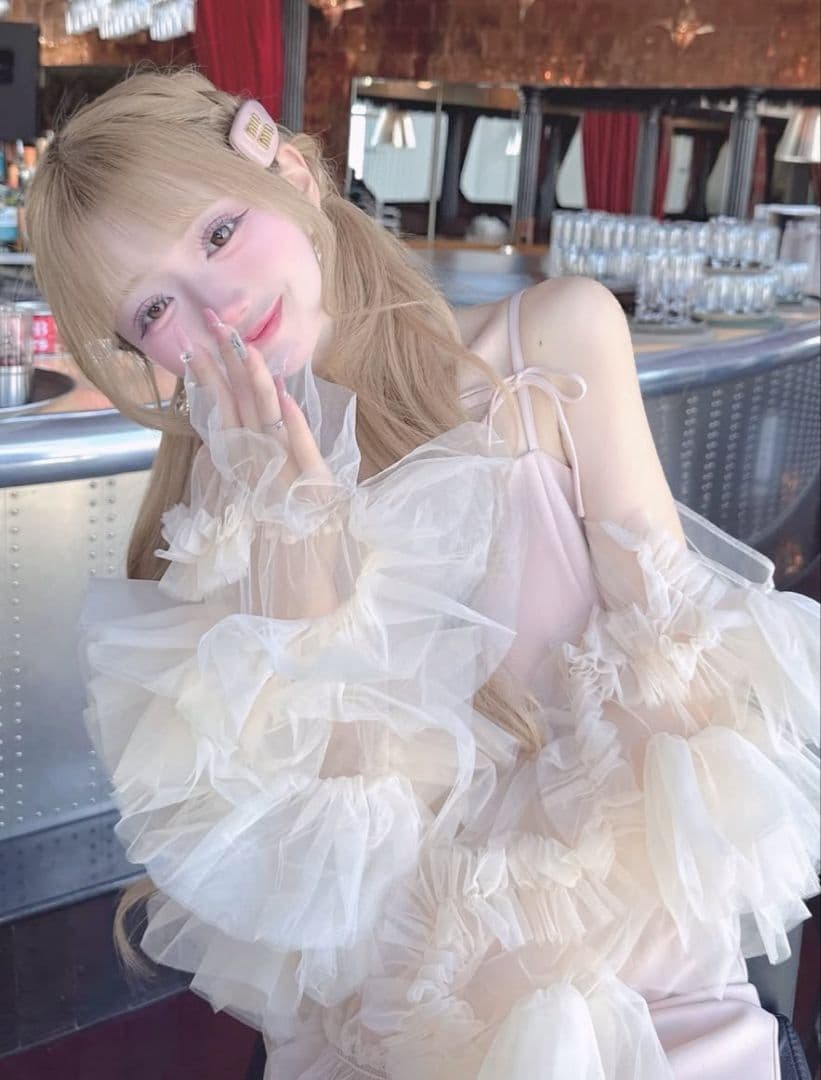 Darich ダーリッチ ボリュームスリーブチュールロングドレス FS